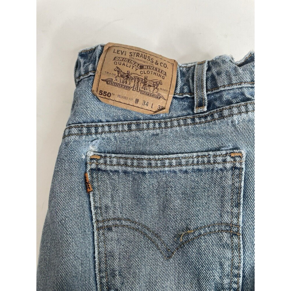 Vintage Levi’s 550 Orange Tab Jeans 34x32 Light Blue Relaxed Fit - Picture 2 of 11
